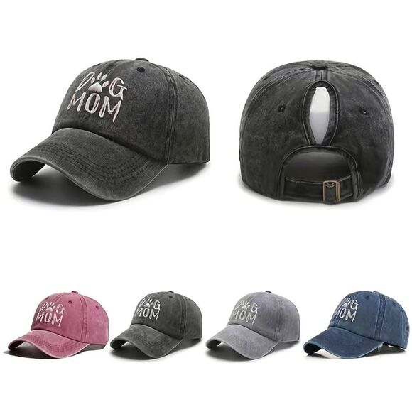 New Dog Mom Ponytail Baseball Hat - Multiple Colors Available - Picture 1 of 7